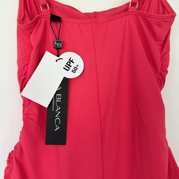 La Blanca | Island Goddess One Piece Swimsuit | Rouched Coral Scoop Neck - Picture 2 of 7